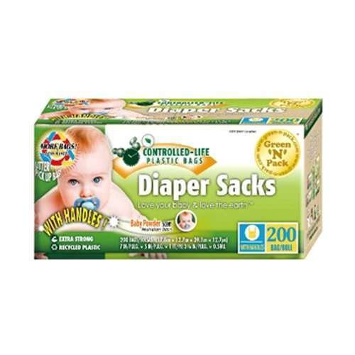 Green N Pack Baby Diaper Sacks with Fresh Baby Powder Scent (BPA Free), Extra Large, 125 Count, Pack of 12