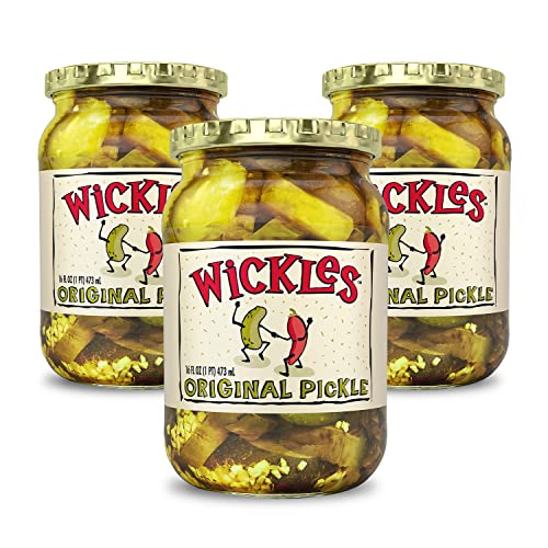 Wickles Pickles Original Pickles (3 Pack) – Sweet & Hot Pickle Chips – Sweet, Slightly Spicy, Wickedly Delicious (16 oz Each)