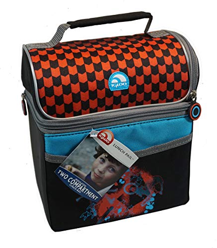 Igloo Insulated Lunch Bag, Two Compartments, (Checkered Sports Design)