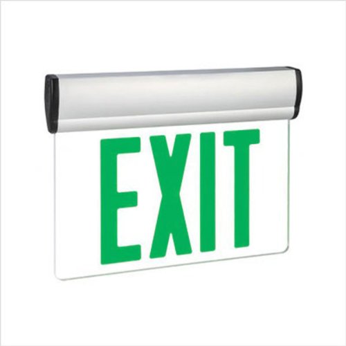 LED Exit Sign – Universal Edge-Lit – Green Letters – 120/277 Volt and Battery Backup – Exitronix S902-WB-SR-GC-WH