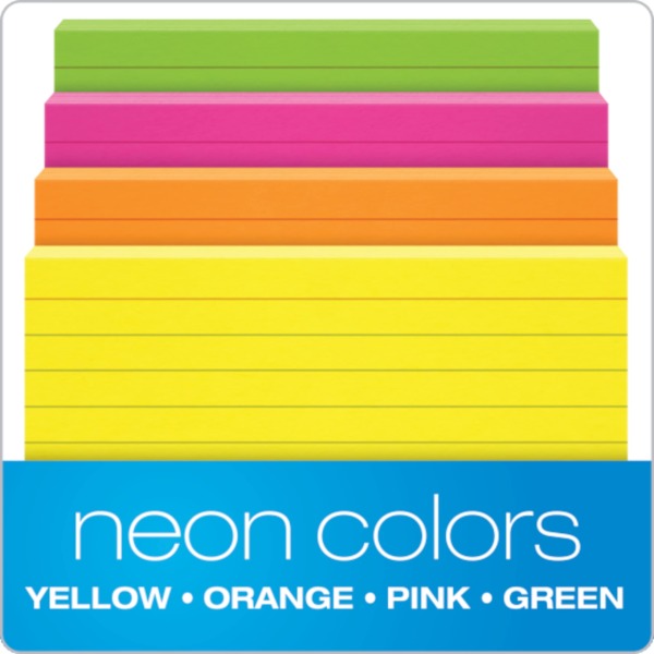 Oxford Neon Index Cards, 3″ x 5″, Ruled, Assorted Colors, 300 Per Pack (81300EE)