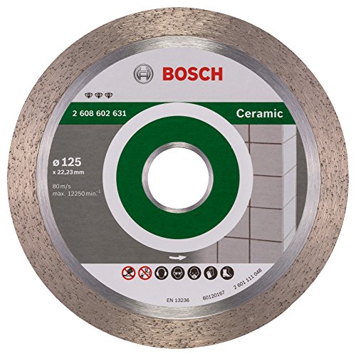 Bosch 2608602631 Diamond Cutting Disc Best for Ceramic, 125mm Ø, 22.23mm x 1.8mm x 10mm, Silver/Grey