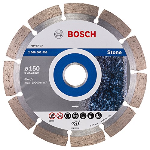 Bosch 2608602599 Standard for Stone Diamond Cutting Disc, 150mm Ø, 22.23mm x 2mm x 10mm, Silver/Grey