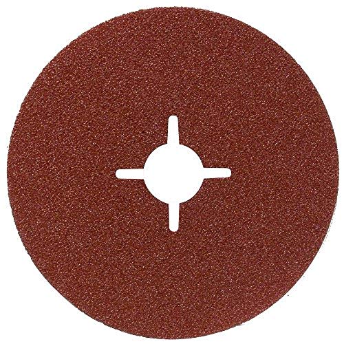 Bosch 2609256250 Fibre Sanding Disc for Angle Grinder Clamped for Wood and Metal 125 mm Disc, 22 mm Bore, 36 Grit