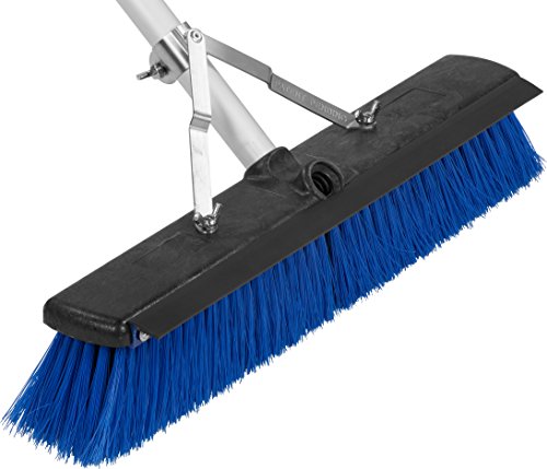 Carlisle FoodService Products 3621961814 Sweep Complete Aluminum Handle Floor Sweep with Squeegee, Plastic Bristles, 18″ Length, 3″ Bristle Trim, Blue