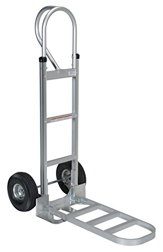 Vestil APHT-500A Aluminum Hand Truck with P Handle, Pneumatic Wheels, 300 lbs Load Capacity, 50-1/2″ Height, 20″ Width X 19″ Depth
