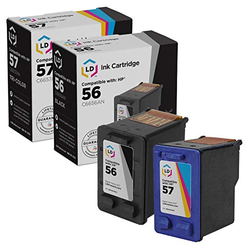 LD Products Remanufactured Ink Cartridge Replacement for HP 56 & HP 57 (1 Black, 1 Color, 2-Pack) for use in DeskJet: 450, 450cbi, 450ci, 450wbt, 5150, 5150w, 5550, 5650, 5650w, 5850, 5850w & 9650