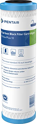 Pentair Pentek ChlorPlus10 Carbon Water Filter, 10-Inch, Under Sink Chloramine Reduction Carbon Replacement Cartridge, 10″ x 2.5″, 1 Micron