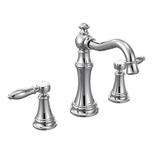 Moen TS42108 Weymouth Two-Handle Lever Handle Bathroom Faucet Trim Kit, Valve Required, Chrome