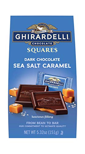 Ghirardelli Dark and Caramel Sea Salt Chocolate Squares Bag, 5.32-Ounce