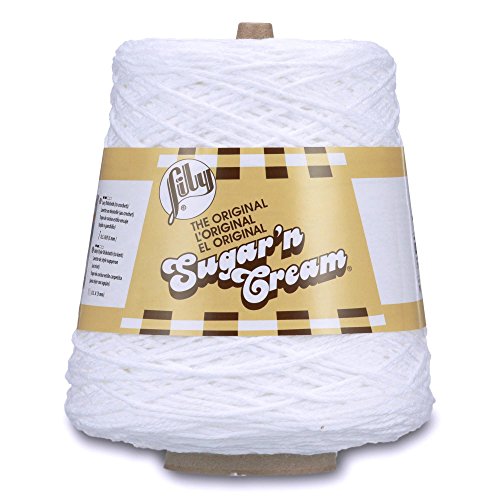 Lily Sugar’n Cream Cotton Cone Yarn, 14 oz, White , 1 Cone