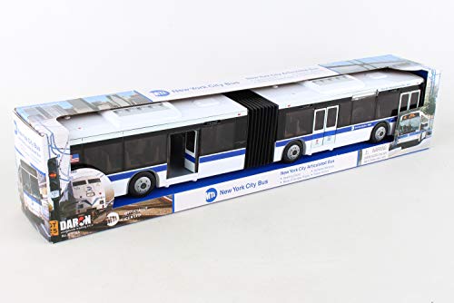 Daron RT8563 New York City MTA Metro Articulated Electric Bus 1:43 Scale- 16 Inches long White/Blue/Black