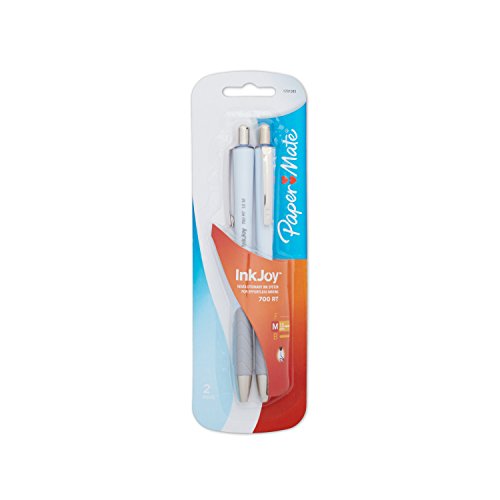 Paper Mate InkJoy 700 RT Retractable Medium Point Pens, 2 Blue Ink White Body Pens (1781583)