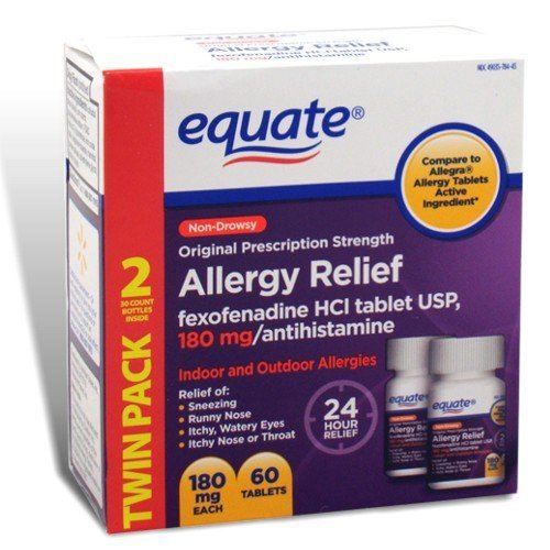 Equate – Allergy Relief – Fexofenadine 180 mg, 60 Tablets (Compare to Allegra Allergy)