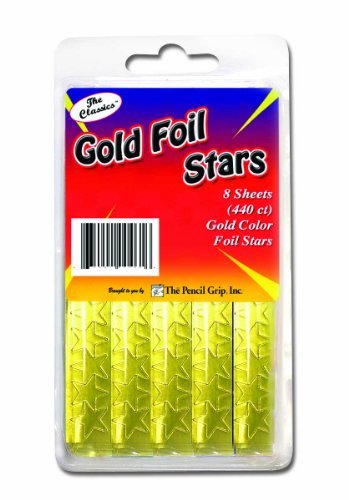 Pencil Grip The Classics Gold Foil Star Stickers, 55 stickers per sheet, 440 stickers per box(TPG-46406)