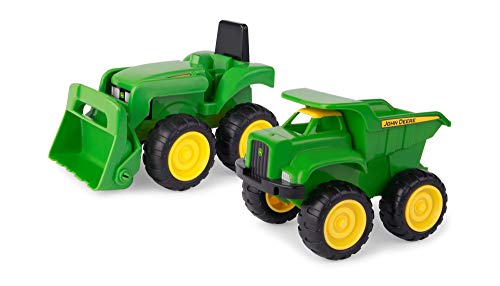 John Deere Vehicle Set – Includes Dump Truck Toy and Tractor Toy with Loader – Ages 18 Months and Up – 6 Inch – 2 Count