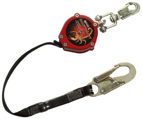 Miller Scorpion 9-Foot Personal Fall Limiter with D-Ring Swivel Hook & Steel Locking Snap Hook, 310 lb. Capacity (PFL-5/9FT)