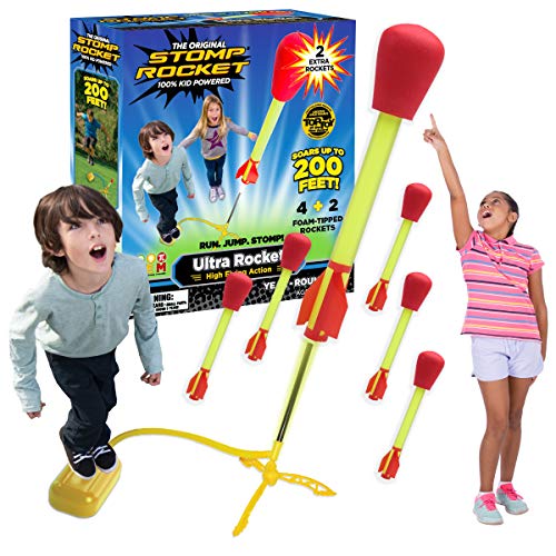 Stomp Rocket Original Ultra Rocket Launcher for Kids – Soars 200 Feet – 6 High Flying Rockets and Adjustable Launcher – Fun Outdoor Toy and Gift for Boys or Girls Age 5+ Years Old