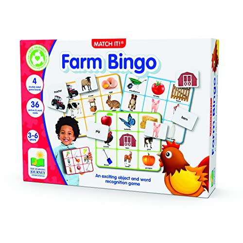 The Learning Journey: Match It! Bingo – Farm – Reading Game for Preschool and Kindergarten 36 Picture Word Cards