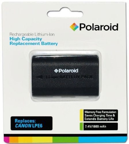 Polaroid High Capacity Canon LPE6 Rechargeable Lithium Replacement Battery (Compatible With: Canon EOS 5D Mark II, 7D, 60D)
