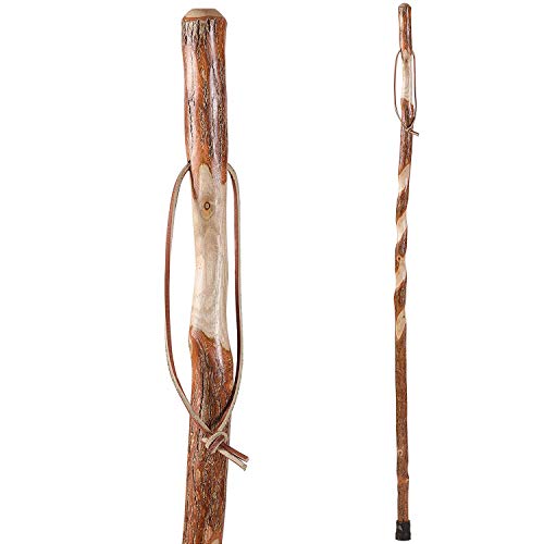 Brazos Rustic Wood Walking Stick, Twisted Sassafras, Traditional Style Handle, for Men & Women, Made in The USA, 55″