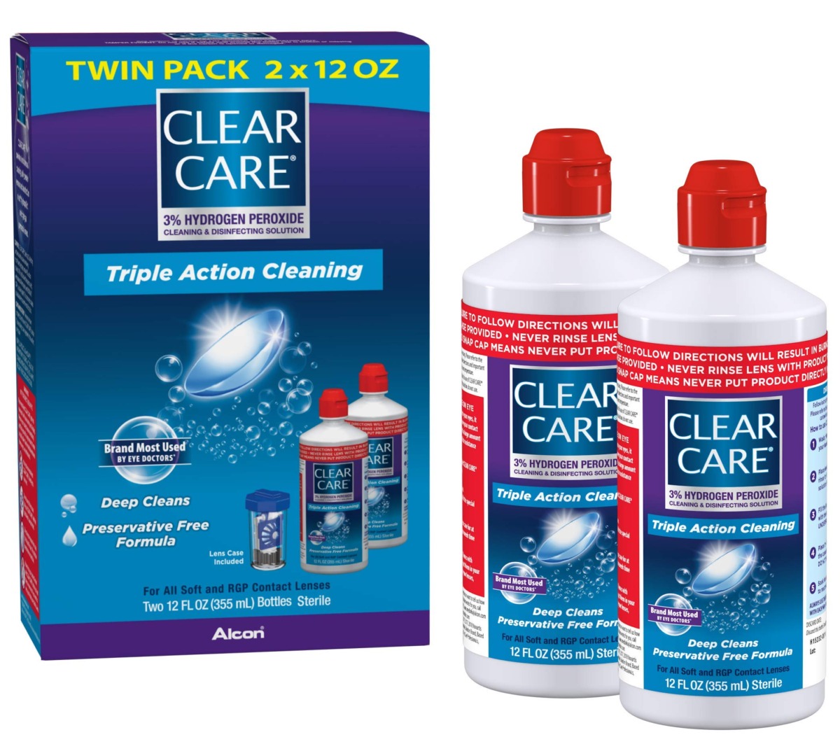 Clear Care Cleaning & Disinfecting Solution with Lens Case, Twin Pack,12 Fl Oz (Pack of 2) | The Storepaperoomates Retail Market - Fast Affordable Shopping
