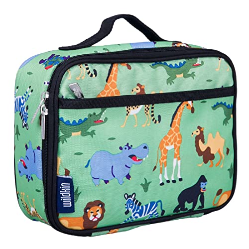 Wildkin Kids Insulated Lunch Box Bag for Boys & Girls, Reusable Kids Lunch Box is Perfect for Elementary, Ideal Size for Packing Hot or Cold Snacks for School & Travel Bento Bags (Wild Animals)