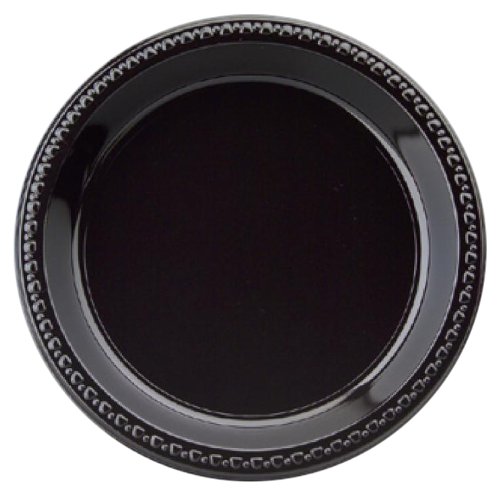 Chinet 81410 Heavyweight Plastic Plates, 10 1/4 Inches, Black, Round, 125 Plates per Bag (Case of 4)