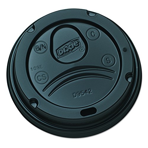 Georgia-Pacific Dixie 10-16 oz. Dome Hot Coffee Cup Lids by PRO , Black, D9542B, 1,000 Count (100 Lids Per Sleeve, 10 Sleeves Per Case), Large