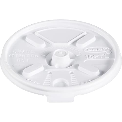 DART 10FTL White Lift N Lock Lid for Foam Cups and Containers (Case of 1,000), 10 oz.