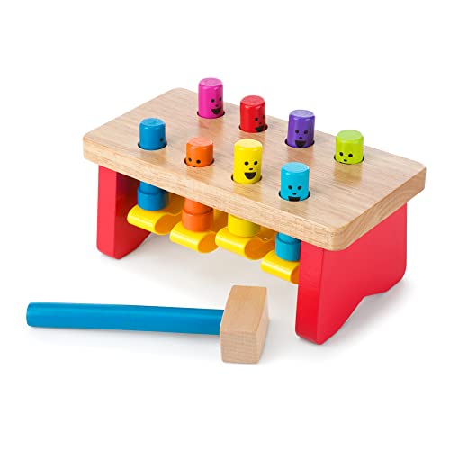Melissa & Doug Deluxe Pounding Bench Wooden Toy With Mallet – STEAM Toddler Toy