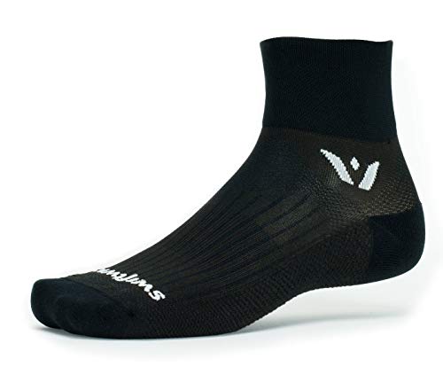 Swiftwick – PERFORMANCE TWO, Quarter-Crew Socks for Running and Cycling Black Small