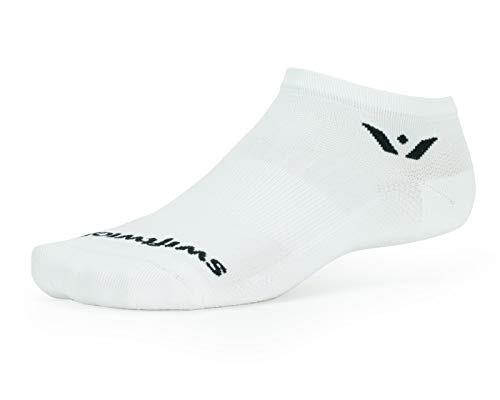 Swiftwick – PERFORMANCE ZERO Golf & Running Socks | Cushion No-Show Socks | White, Large