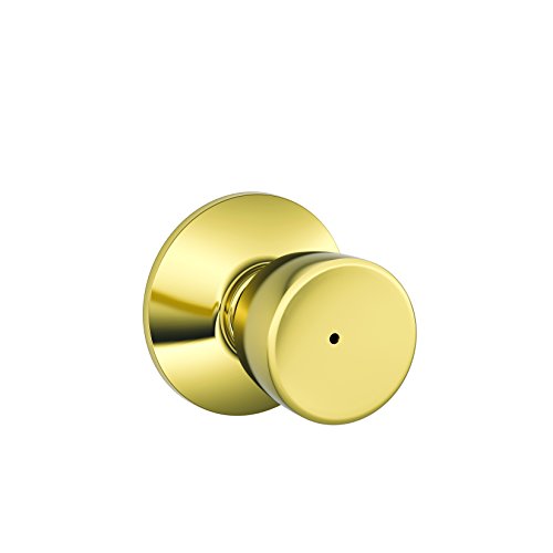 SCHLAGE F40-BEL-605×625 Bright Brass/Polished Chrome Privacy Bell Style Knob