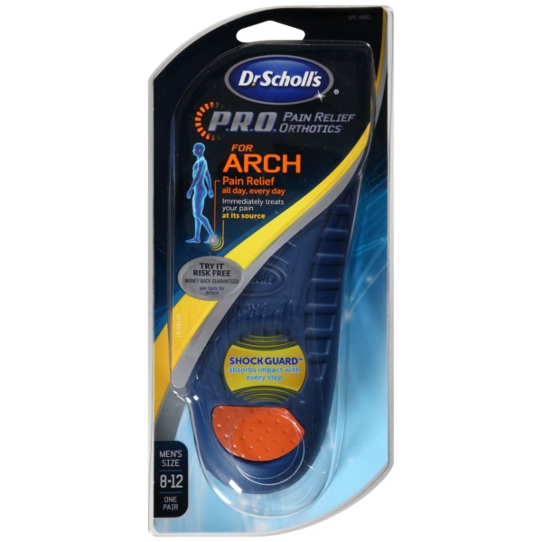 Dr. Scholl’s P.R.O. Pain Relief Orthotics for Arch- Men’s, Size 8-12