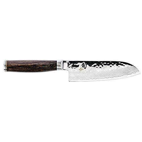 Shun Cutlery Premier Santoku Knife 5.5″, Asian-Inspired Knife for All-Purpose Food Prep, Chef Knife Alternative, Handcrafted Japanese Knife