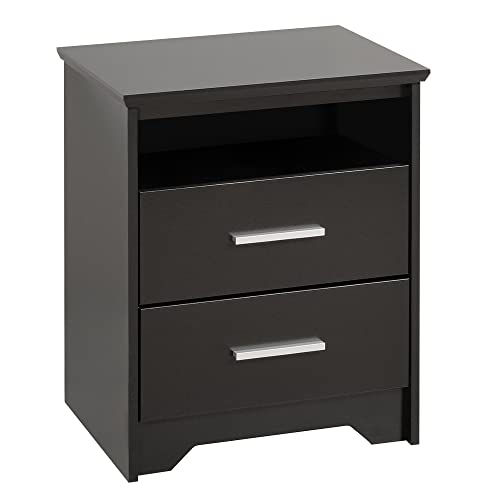 Black Coal Harbor 2 Drawer Tall Nightstand with Open Shelf