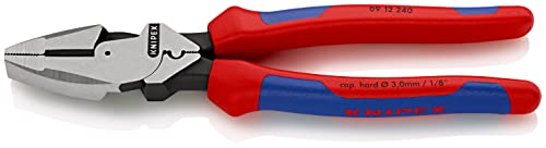 Knipex 09 12 240 9.5-Inch Ultra-High Leverage Lineman’s Pliers with Fish Tape Puller and Crimper