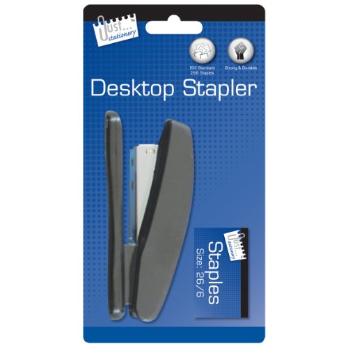 Just Stationery Stapler with 500 No 26 Staples, Assorted Colours