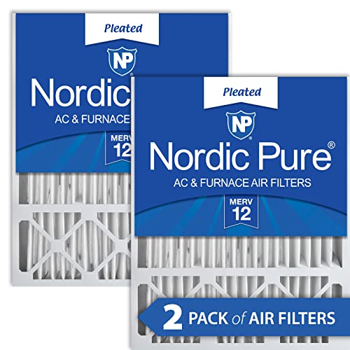 Nordic Pure 20x25x5 MERV 12 Pleated Honeywell Replacement AC Furnace Air Filters 2 Pack