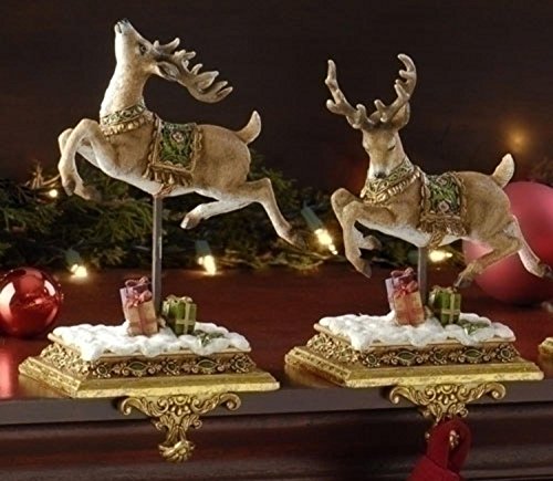 Roman Set of 2 Joseph’s Studio Reindeer Christmas Stocking Holders 8.5″
