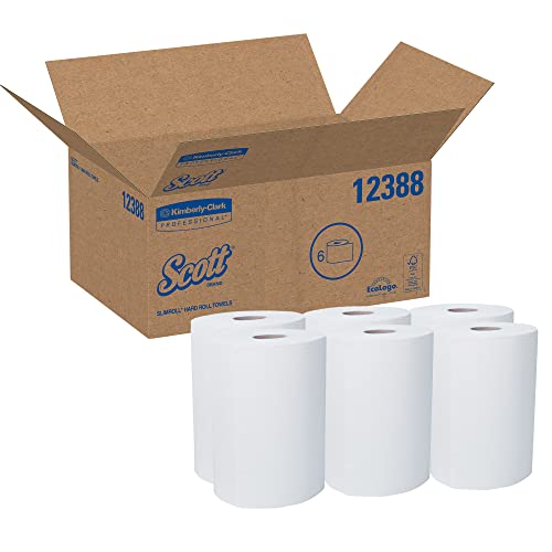 Scott Control Slimroll Hard Roll Paper Towels (12388) with Fast-Drying Absorbency Pockets, White, 6 Rolls / Case, 580′ / Roll