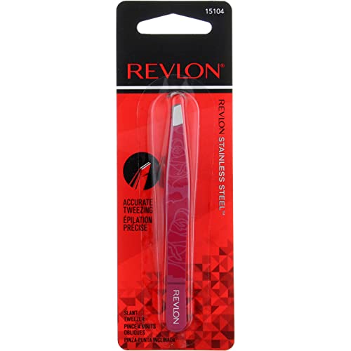 Eyebrow Hair Removal Tweezer by Revlon, Designer Collection, High Precision Tweezers for Men, Women & Kids, Stainless Steel (Pack of 1)