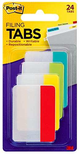 Post-it Tabs, 2 inch Solid, Assorted Primary Colors, 6/Color, 4 Colors, 24/Pk (686-ALYR)