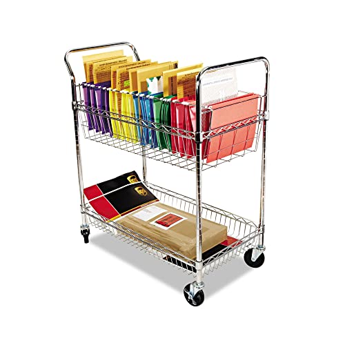Alera ALEMC3518SR Carry-All Cart/mail Cart, Two-Shelf, 34-7/8w X 18d X 39-1/2h, Silver