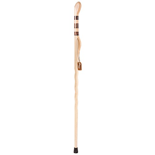Brazos Trekking Pole Hiking Stick for Men and Women Handcrafted of Lightweight Wood and made in the USA, Hickory, 58 Inches