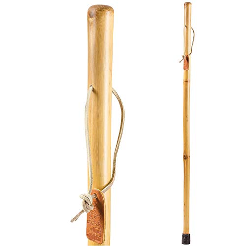 Brazos Rustic Wood Walking Stick, Bamboo, Traditional Style Handle, for Men & Women, Made in The USA, Tan, 58″