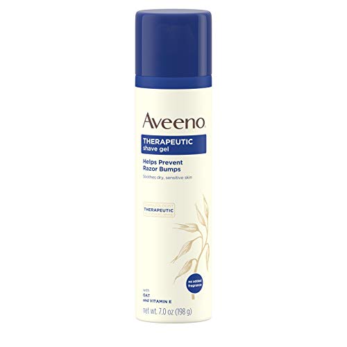 Aveeno Therapeutic Shave Gel with Oat and Vitamin E to Help Prevent Razor Bumps and Soothe Dry and Sensitive Skin, No Added Fragrances and Non-Comedogenic, 7 oz (Pack of 5)
