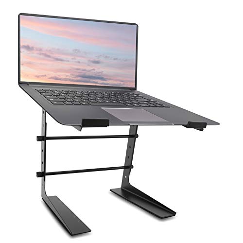 Pyle Portable Adjustable Laptop Stand – 6.3 to 10.9 Inch Anti-Slip Standing Table Monitor or Computer Desk Workstation Riser with Level Height Alignment for DJ, PC, Gaming, Home or Office – PLPTS25