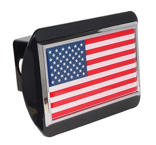 American United States USA Flag Black Metal Trailer Hitch Cover Fits 2 Inch Car Truck Receiver